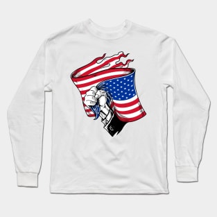 hand holding USa flag Long Sleeve T-Shirt